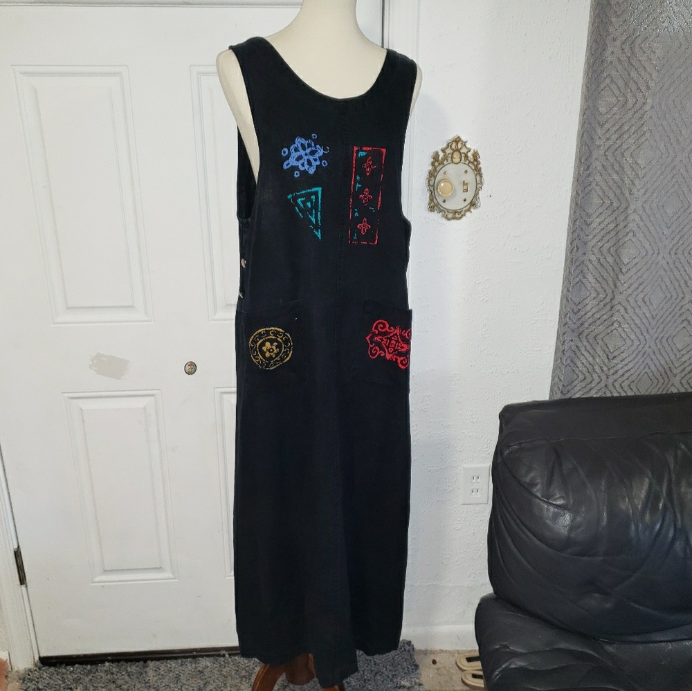 Vintage 90 Linen Maxi Dress Sleeveless L